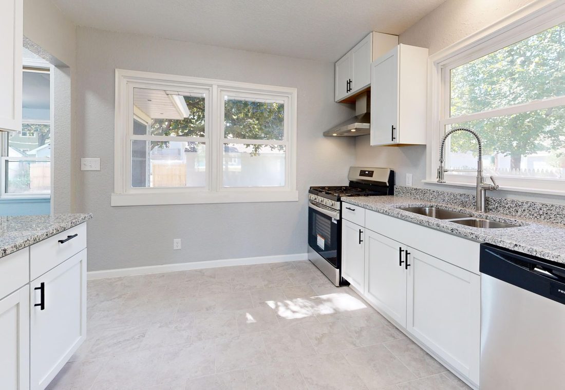 Kitchen mid-renovation with new cabinetry